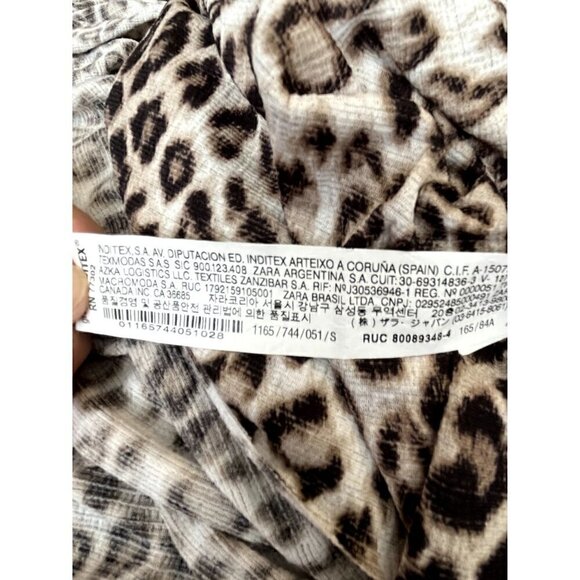 Women's Small Zara Animal Print Brown Dress, 3/4 Sleeves, Smock Style - Picture 4 of 8